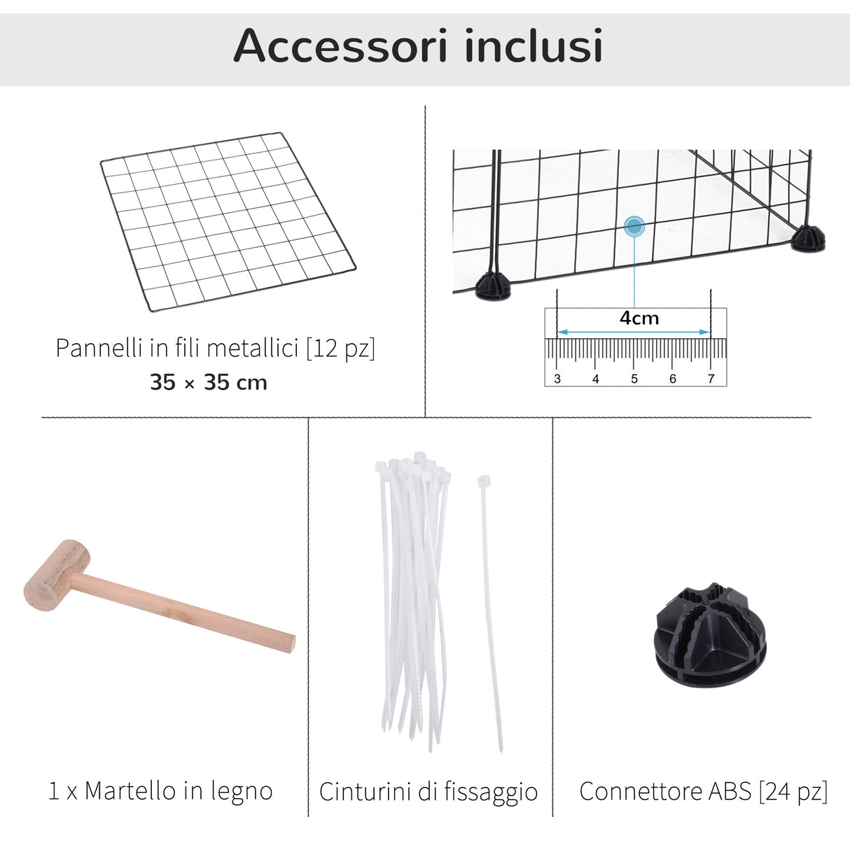 easycomfort easycomfort recinto modulare per animali domestici nero 12 moduli 35x35cm