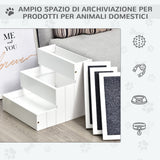 easycomfort scaletta per cani a 3 gradini con tappeto antiscivolo e spazio interno 40.5x44.5x38cm bianco