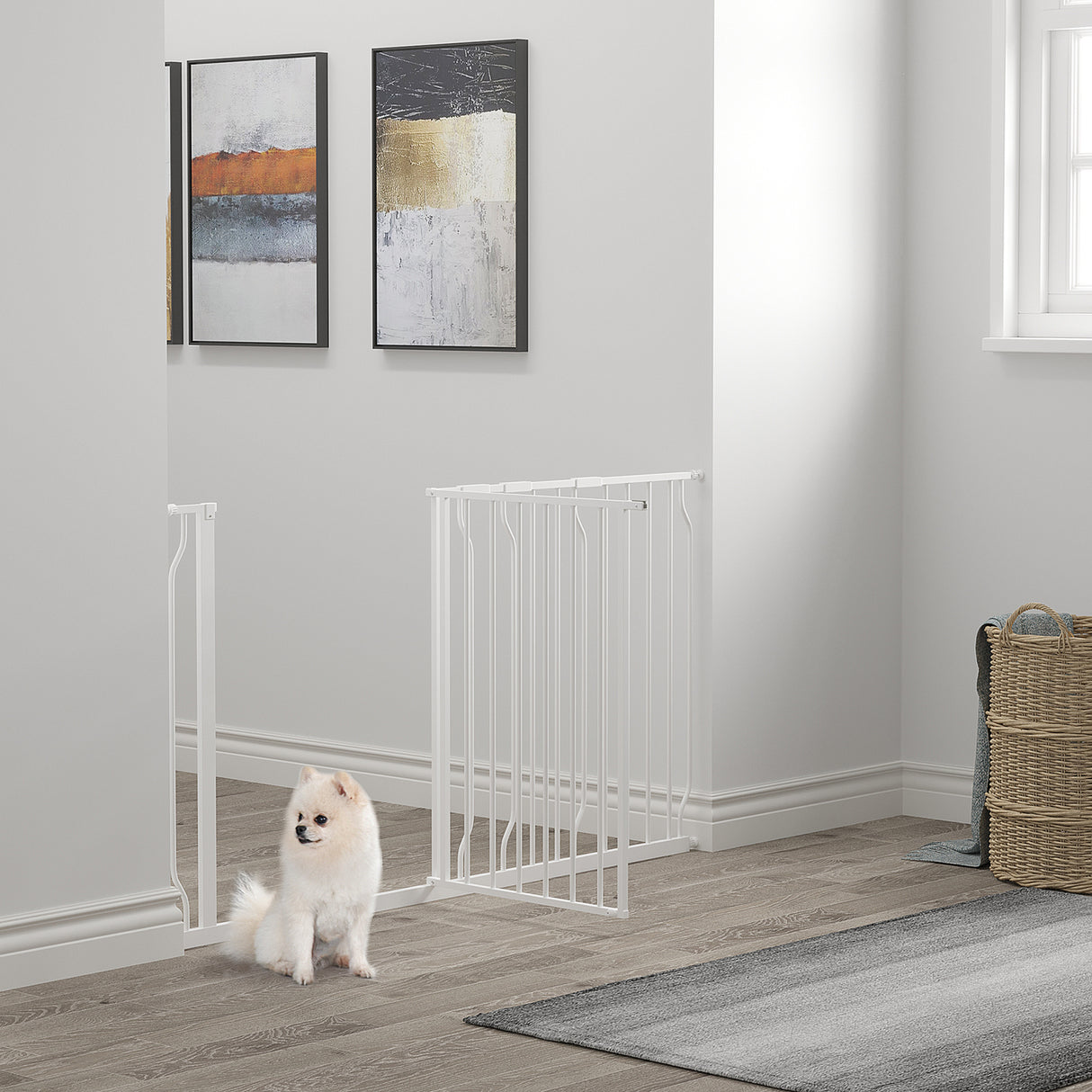 easycomfort easycomfort cancelletto di sicurezza per cani in acciaio e abs estensibile 75 145cm per scale e porte bianco