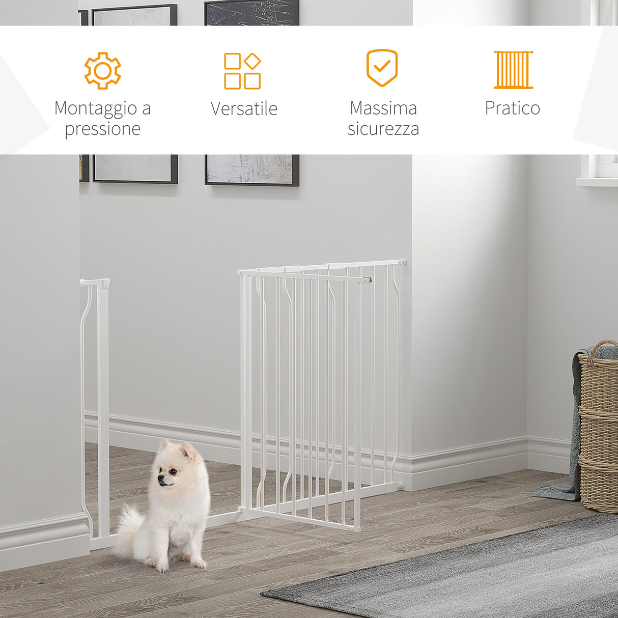 easycomfort easycomfort cancelletto di sicurezza per cani in acciaio e abs estensibile 75 145cm per scale e porte bianco