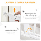 easycomfort cancelletto per cani estensibile con porta a chiusura automatica in metallo e abs 75 131x76 cm bianco