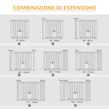 easycomfort cancelletto per cani estensibile con porta a chiusura automatica in metallo e abs 75 131x76 cm bianco