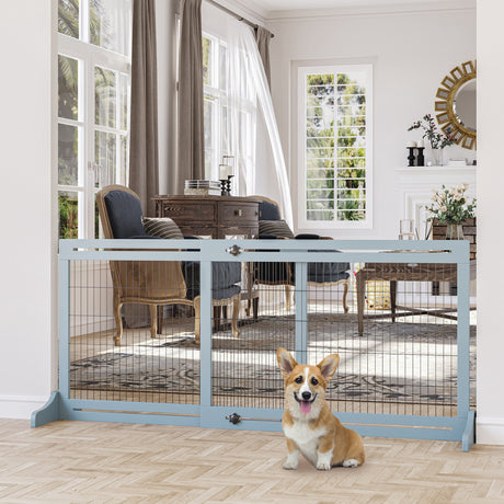 easycomfort easycomfort cancellino per cani estensibile da interno in legno e acciaio 104 183x36x69cm blu