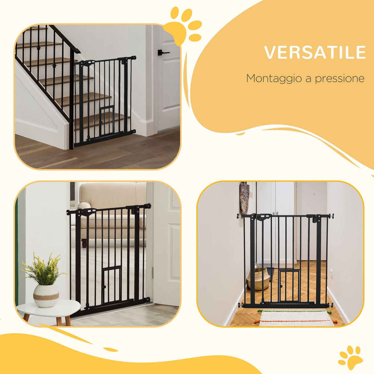 easycomfort cancelletto per cani con fissaggio a pressione estensibile da 74 80cm con chiusura automatica nero