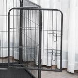 easycomfort box per cani recinzione in metallo per animali con 4 pannelli porta con doppio blocco e vassoio sul fondo 125x78x80cm grigio