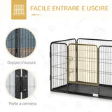 easycomfort box per cani recinzione in metallo per animali con 4 pannelli porta con doppio blocco e vassoio sul fondo 109x74x71cm grigio