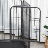 easycomfort box per cani recinzione in metallo per animali con 4 pannelli porta con doppio blocco e vassoio sul fondo 109x74x71cm grigio