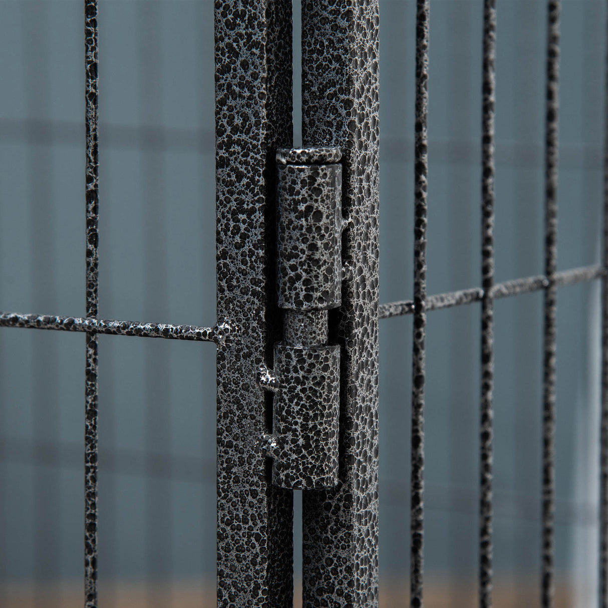 easycomfort box per cani recinzione in metallo per animali con 4 pannelli porta con doppio blocco e vassoio sul fondo 109x74x71cm grigio