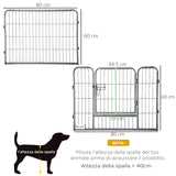 easycomfort recinto per cani e animali domestici con 16 pannelli modulabili in acciaio e 2 ingressi 80x1.5x60cm nero
