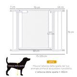 easycomfort cancellino per cani estensibile a pressione con chiusura automatica per spazi da 75 103cm bianco
