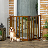 easycomfort cancellino per cani pieghevole a 3 pannelli con piedini antiscivolo per corridoi scale e stanze in legno di pino 181x35x76 cm marrone scuro