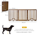easycomfort cancellino per cani pieghevole a 3 pannelli con piedini antiscivolo per corridoi scale e stanze in legno di pino 181x35x76 cm marrone scuro