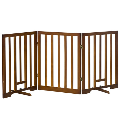 easycomfort cancellino per cani pieghevole a 3 pannelli con piedini antiscivolo per corridoi scale e stanze in legno di pino 181x35x76 cm marrone scuro