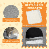 easycomfort scaletta per cani e gatti 10kg max a 3 gradini con casetta per cani e spazio portaoggetti 73.5x33x40.5 cm grigio