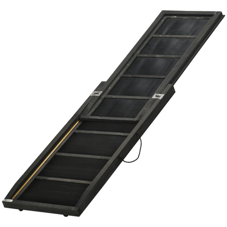 easycomfort rampa per cani pieghevole antiscivolo in legno con maniglia laterale 43x165x6.5 cm nero