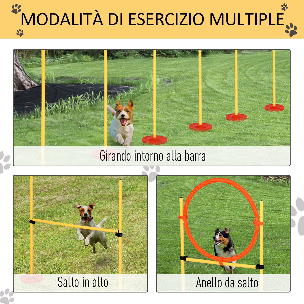 easycomfort easycomfort set agility dog con paletti ed anello regolabile per addestramento cani