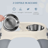 easycomfort doppia ciotola per cani rialzata in acciaio inox e plastica e piedini antiscivolo 47x25x20cm bianco