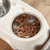 easycomfort doppia ciotola per cani rialzata in acciaio inox e plastica e piedini antiscivolo 47x25x20cm bianco