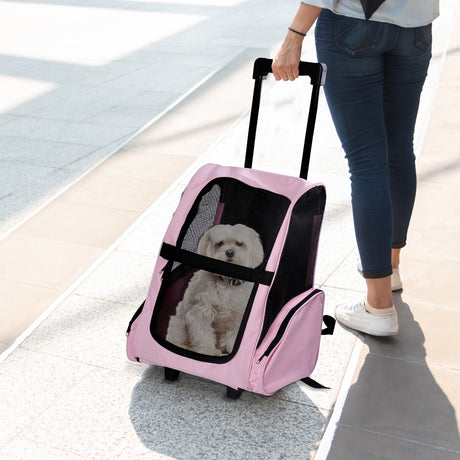 easycomfort easycomfort trolley zaino di viaggio per animali domestici multiuso 2 in 1 in panno di oxford 36 x 30 x 49cm rosa