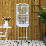 easycomfort easycomfort gabbia per uccelli voliera in metallo e acciaio con ruote trespoli e ciotole 46 5x36x157cm bianco