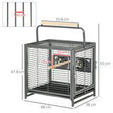 easycomfort easycomfort gabbia per pappagalli con vassoio rimovibile ciotole in acciaio inox e 2 posatoi 48x38x65cm nero