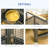 easycomfort easycomfort gabbia per pappagalli con vassoio rimovibile ciotole in acciaio inox e 2 posatoi 48x38x65cm nero