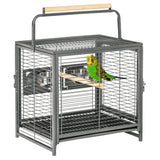 easycomfort easycomfort gabbia per pappagalli con vassoio rimovibile ciotole in acciaio inox e 2 posatoi 48x38x65cm nero