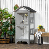 easycomfort voliera per uccelli da esterno in legno di abete 80.5x57x158.5cm grigio chiaro