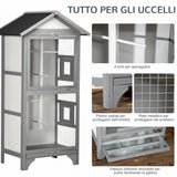 easycomfort voliera per uccelli da esterno in legno di abete 80.5x57x158.5cm grigio chiaro