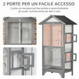 easycomfort voliera per uccelli da esterno in legno di abete 80.5x57x158.5cm grigio chiaro