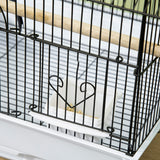easycomfort gabbia per uccelli in metallo e plastica con maniglia di trasporto e vassoio estraibile 50.5x41x63 cm bianco