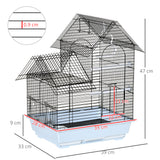 easycomfort gabbia per uccelli in metallo con maniglia vassoio estraibile pioli e altalena 39x33x47cm bianco