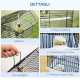 easycomfort gabbia per uccelli in metallo con maniglia vassoio estraibile pioli e altalena 39x33x47cm bianco