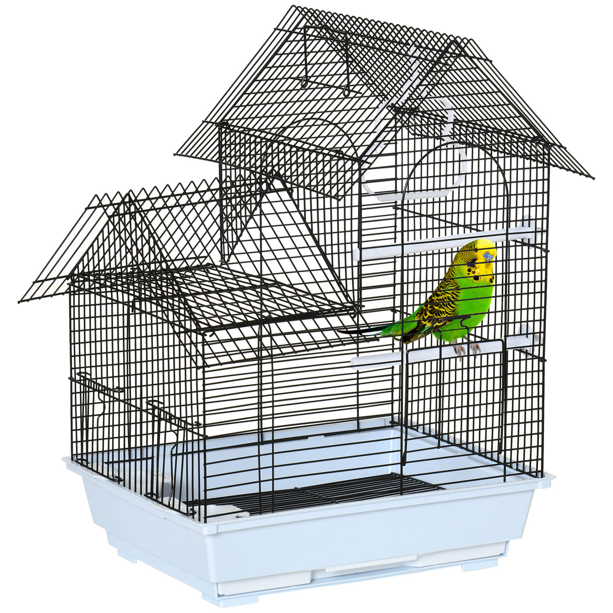 easycomfort gabbia per uccelli in metallo con maniglia vassoio estraibile pioli e altalena 39x33x47cm bianco