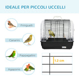 easycomfort easycomfort gabbia per uccelli in acciaio con posatoi vassoio rimovibile e maniglia 42x32x37 cm nero