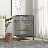 easycomfort easycomfort gabbia per uccelli in acciaio e pp con 5 porte 2 posatoi e vassoio estraibile 48x46x74 cm grigio