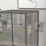 easycomfort easycomfort gabbia per uccelli in acciaio e pp con 5 porte 2 posatoi e vassoio estraibile 48x46x74 cm grigio