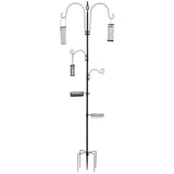 easycomfort easycomfort mangiatoia per uccelli a 4 ganci con vassoi e 3 alimentatori diversi in acciaio 54 5x54 5x208cm nera