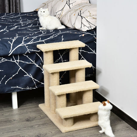 easycomfort easycomfort scaletta per animali domestici con 4 gradini e morbido rivestimento beige
