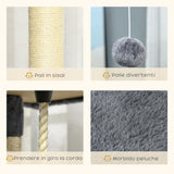 easycomfort easycomfort albero tiragraffi per gatti alto con casette e amache 60x60x200cm grigio chiaro