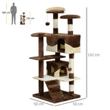easycomfort easycomfort albero per gatti in peluche e sisal con cucce e pallina caffe e crema 50x50x132cm