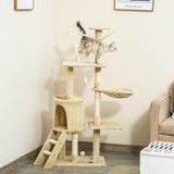easycomfort easycomfort albero tiragraffi con cuccia per gatti in legno sisal naturale beige 40x30x131cm