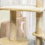 easycomfort easycomfort albero tiragraffi con cuccia per gatti in legno sisal naturale beige 40x30x131cm