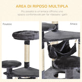 easycomfort easycomfort albero tiragraffi per gatti a 4 livelli in peluche sisal naturale grigio 40x40x132cm