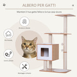 easycomfort easycomfort albero per gatti in sisal con cuccia piattaforme e giochi 60x40x120cm
