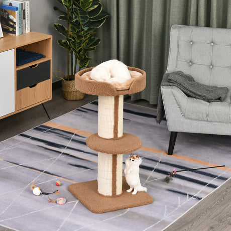 easycomfort easycomfort tiragraffi ad albero per gatti con cuccia cuscino rivestimento peluche e pali in corda sisal