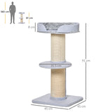 easycomfort tiragraffi per gatti con lettino rivestimento peluche e palo in sisal 45x45x91cm azzurro