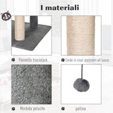 easycomfort easycomfort albero tiragraffi accessoriato con cuccia lettino sospeso e 2 pedane in peluche grigio