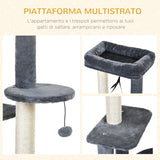 easycomfort easycomfort tiragraffi per gatti con cuccia posatoio e 2 ripiani bianco e grigio 48x35x100cm