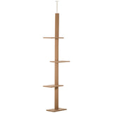 easycomfort albero tiragraffi per gatti a 4 livelli fissaggio a soffitto regolabile 43x27x228 260cm